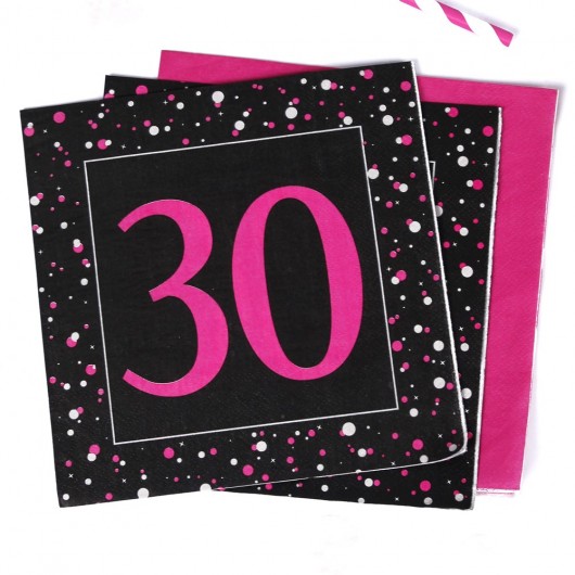 20x Serviette Nr. 30 Party-Sparkler rosa 33 x 33 cm