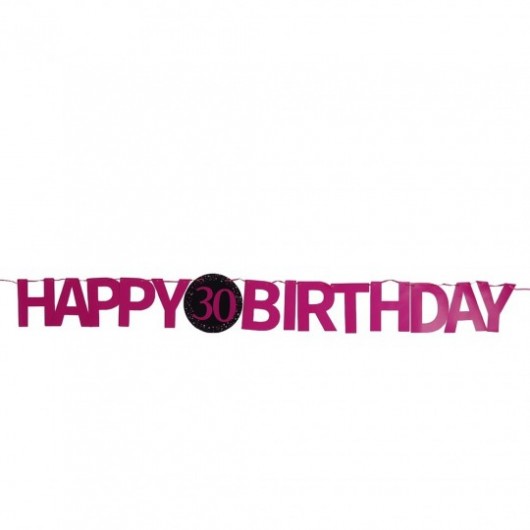 Banner Happy Birthday personalisierbar Party Sparkles rosa