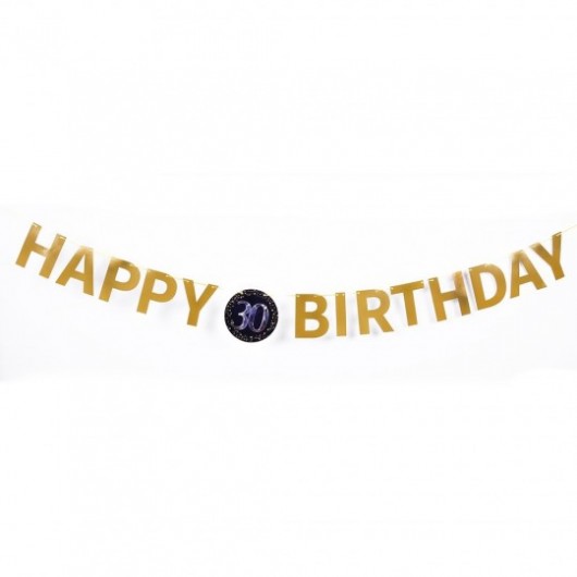 BANNER PERSONNALISABLE HAPPY BIRTHDAY PARTY ÉCLATS OR