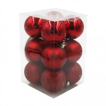 PACK 12 BOULES 6CM ROUGE - Party Fiesta