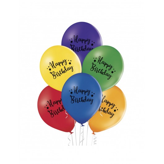6 BALLONS LATEX ''HAPPY BIRTHDAY'' 30CM PREMIUM