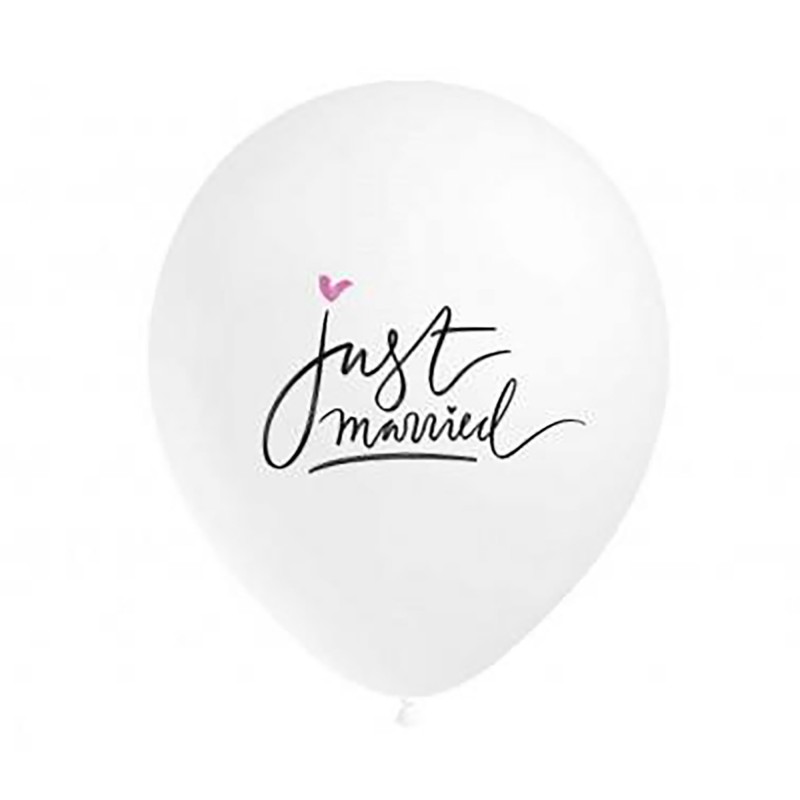 8 BALLONS BLANCS 'JUST MARRIED'