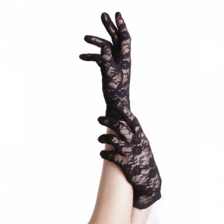 Nightshade Black Lace Fingerless Gloves Plus Size