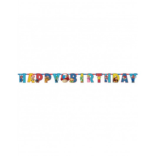 GUIRLANDE ''HAPPY BIRTHDAY'' SUPER MARIO PERSONNALISABLE 160X1