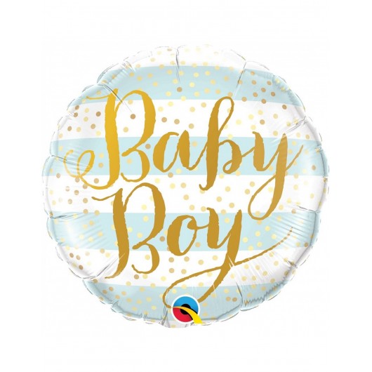 BALLON MYLAR BABY BOY RAYURES 45 CM