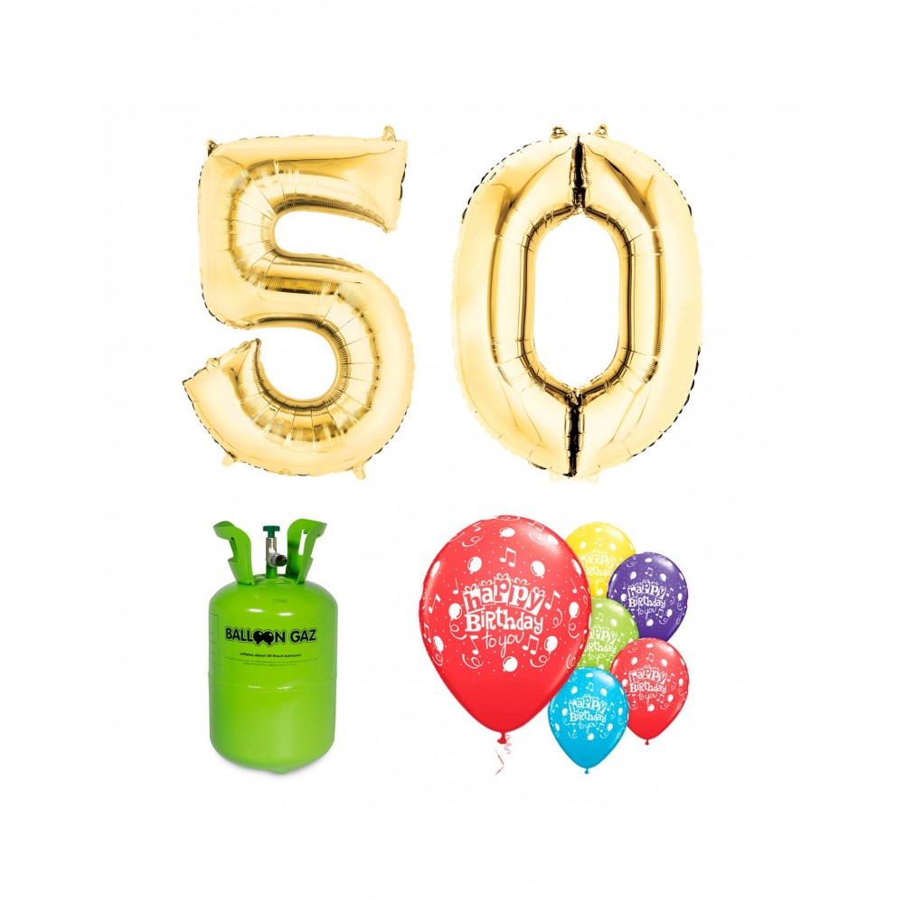 PACK BALLONS 50 ANNIVERSAIRE OR