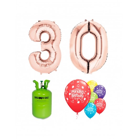 PACK BALLONS 30 ANNIVERSAIRE ROSE GOLD
