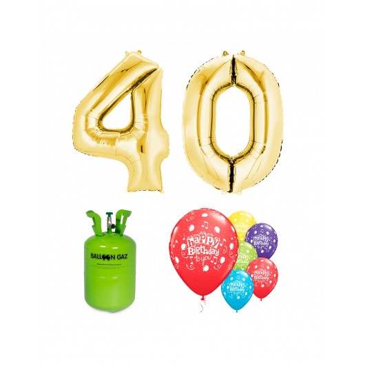 PACK BALLONS 40 ANNIVERSAIRE OR