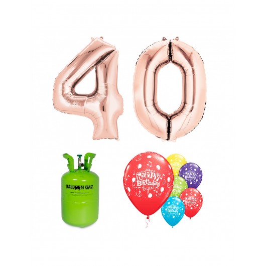 PACK BALLONS 40 ANNIVERSAIRE ROSE GOLD