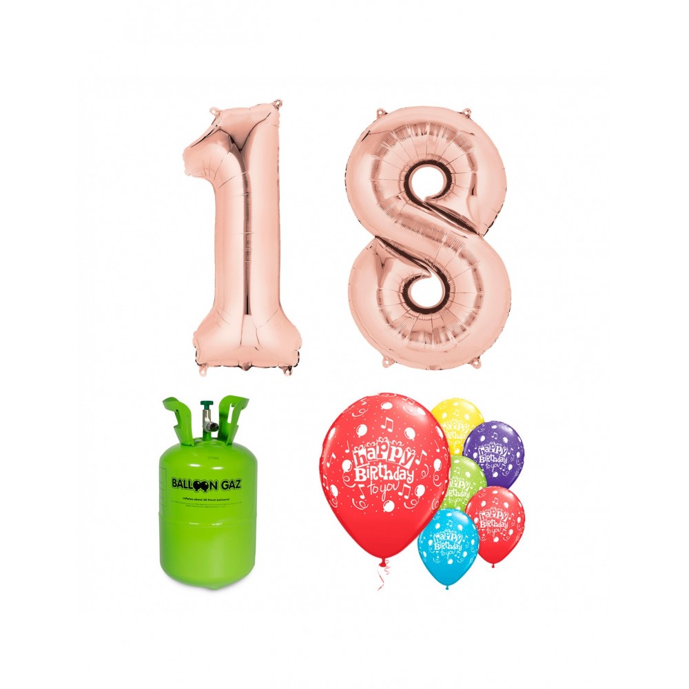 PACK BALLONS 18 ANNIVERSAIRE ROSE GOLD