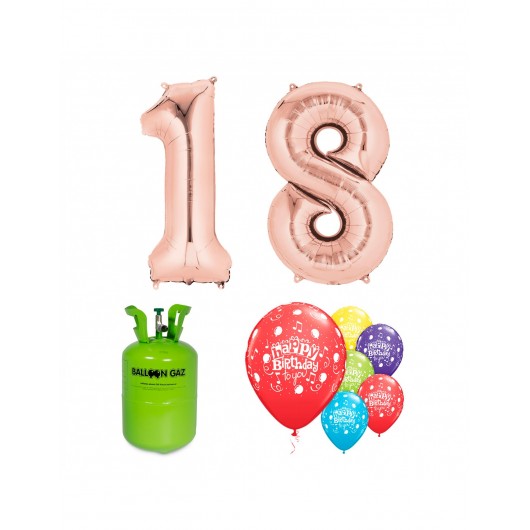 PACK BALLONS 18 ANNIVERSAIRE ROSE GOLD