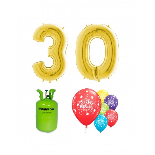 PACK BALLONS 30 ANNIVERSAIRE OR