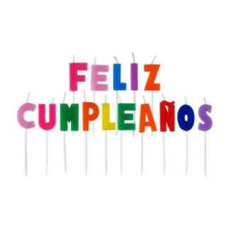 Vela letras 2.5 cm. "Feliz cumpleaños" multicolor