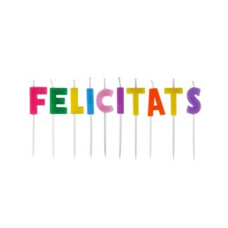 Vela letras 2.5 cm. "Felicitats" multicolor