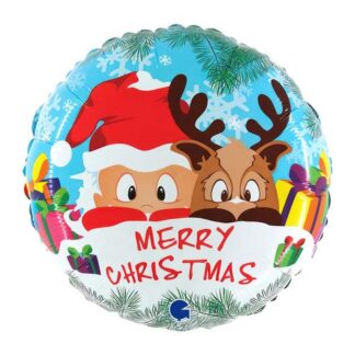 Globo Foil 21'' / 53cm Happy Xmas Santa y reno