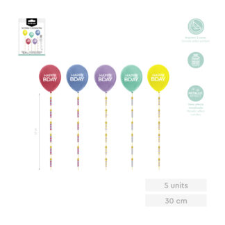 Juego globos látex + guirnaldas 5uds