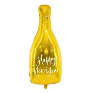 Globo metálico botella - happy new year dorado