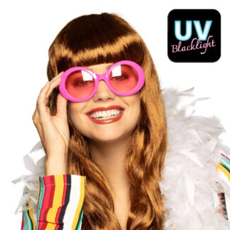 Gafas de fiesta Jackie rosa neón UV