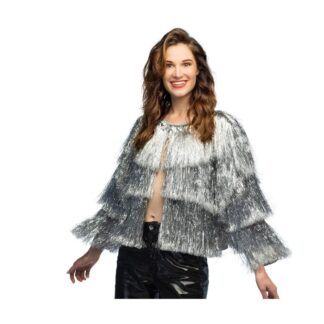 Chaqueta festival plateada con brillo