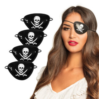 Set de 4 parches pirata calavera y espadas
