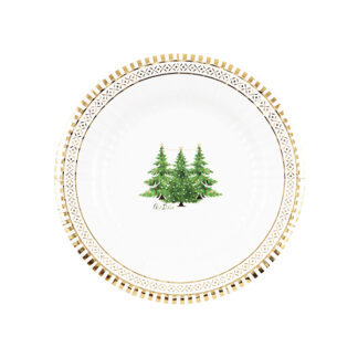 8 Platos redondos con diseño de árboles dorados