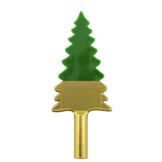 Vela cónica de árbol de navidad verde y dorada