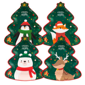 8 platos con forma de los amigos de santa de 27x24 cm