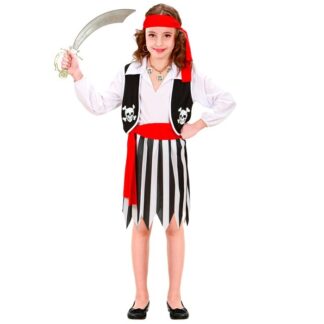 Niña pirata (camisa con chaleco falda cinturón cinta)