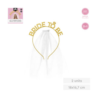 Diadema metálica bride to be y velo blanco