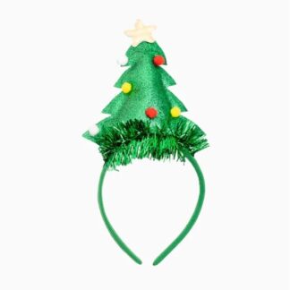 Diadema abeto y espumillón verde 1 ud