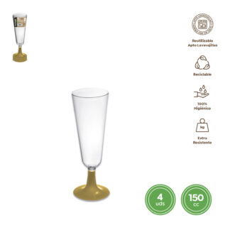 Copa cava reut. transp pie oro