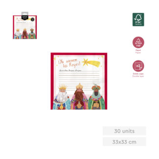 Servilleta carta Reyes Magos 33x33cm 30u fsc