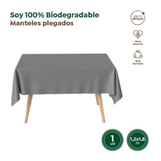 Mantel plegado imp. plata metalizado