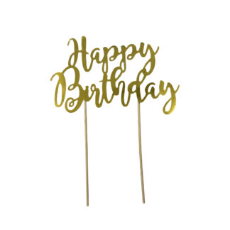 Cake Topper Happy Birthday Dorado