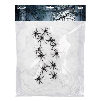 Telaraña 250g blanca con 12 arañas
