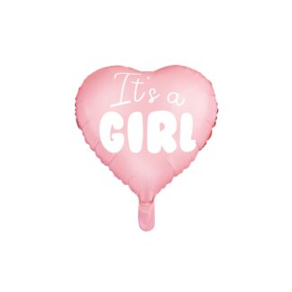 Corazón de globo de papel aluminio - Es una niña 45 cm rosa claro