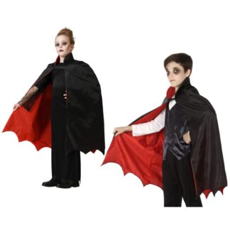 Capa negra y roja acabado murciélago infantil