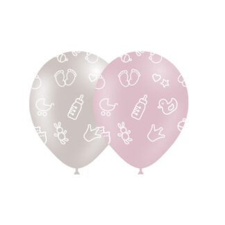 8 Globos motivos bebé duna / rosa
