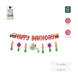 GUIRNALDA HAPPY BIRTHDAY GRANJA 4,25M CARTÓN TASSEL 13 PIEZAS FSC MIX 70%