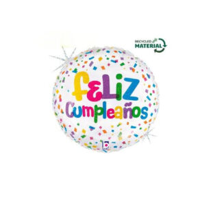 Globo foil 18" 46cm Feliz Cumpleaños confeti