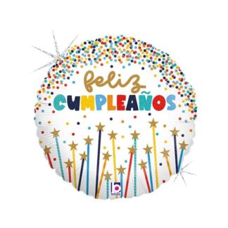 Globo foil 18" 46cm Feliz Cumpleaños velas