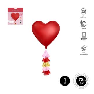 Globo foil corazón rojo guirnalda