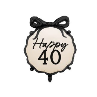 Globo foil Happy 40 diseño elegante con lazo