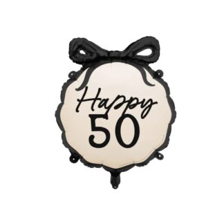 Globo foil Happy 50 diseño elegante con lazo