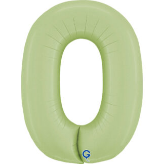 Globo número 0 verde oliva satinado 26"