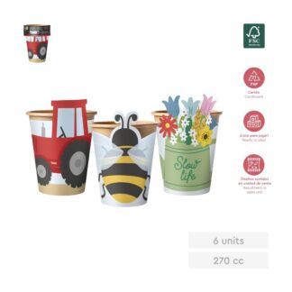 Vaso con funda granja 6uds
