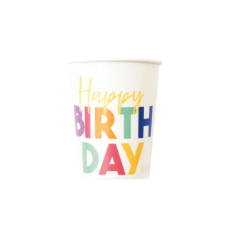8 Vasos 250 cc Happy Birthday colors