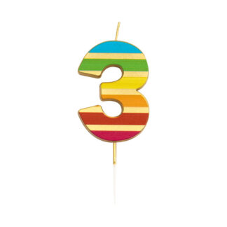 Vela multicolor elegante número 3