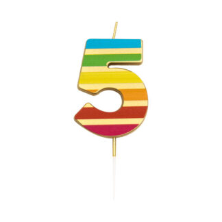 Vela multicolor elegante número 5