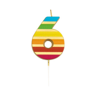 Vela multicolor elegante número 6